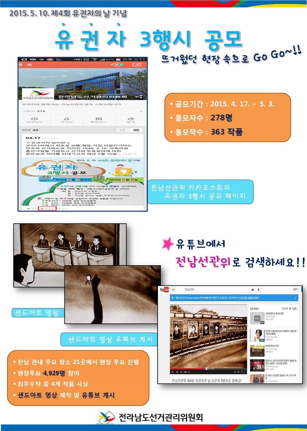 2015. 5. 10. 제4회 유권자의 날 기념 유권자 3행시 공모 뜨거웠던 현장 속으로 go go  자세한 사항은 아래 내용을 참조하세요