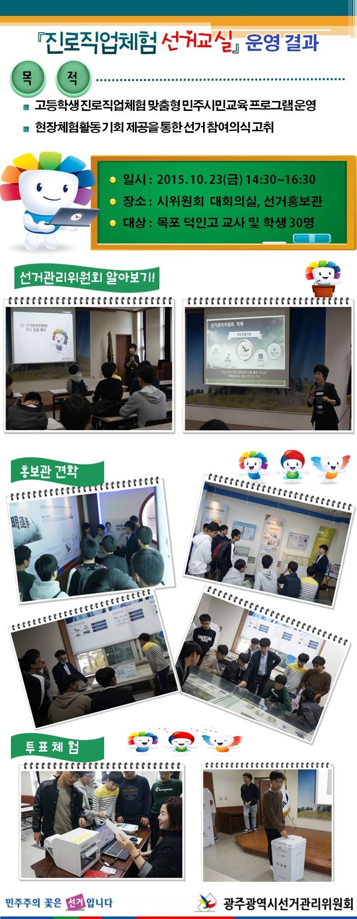 고등학생 진로직업체험 민주주의 선거교실 운영