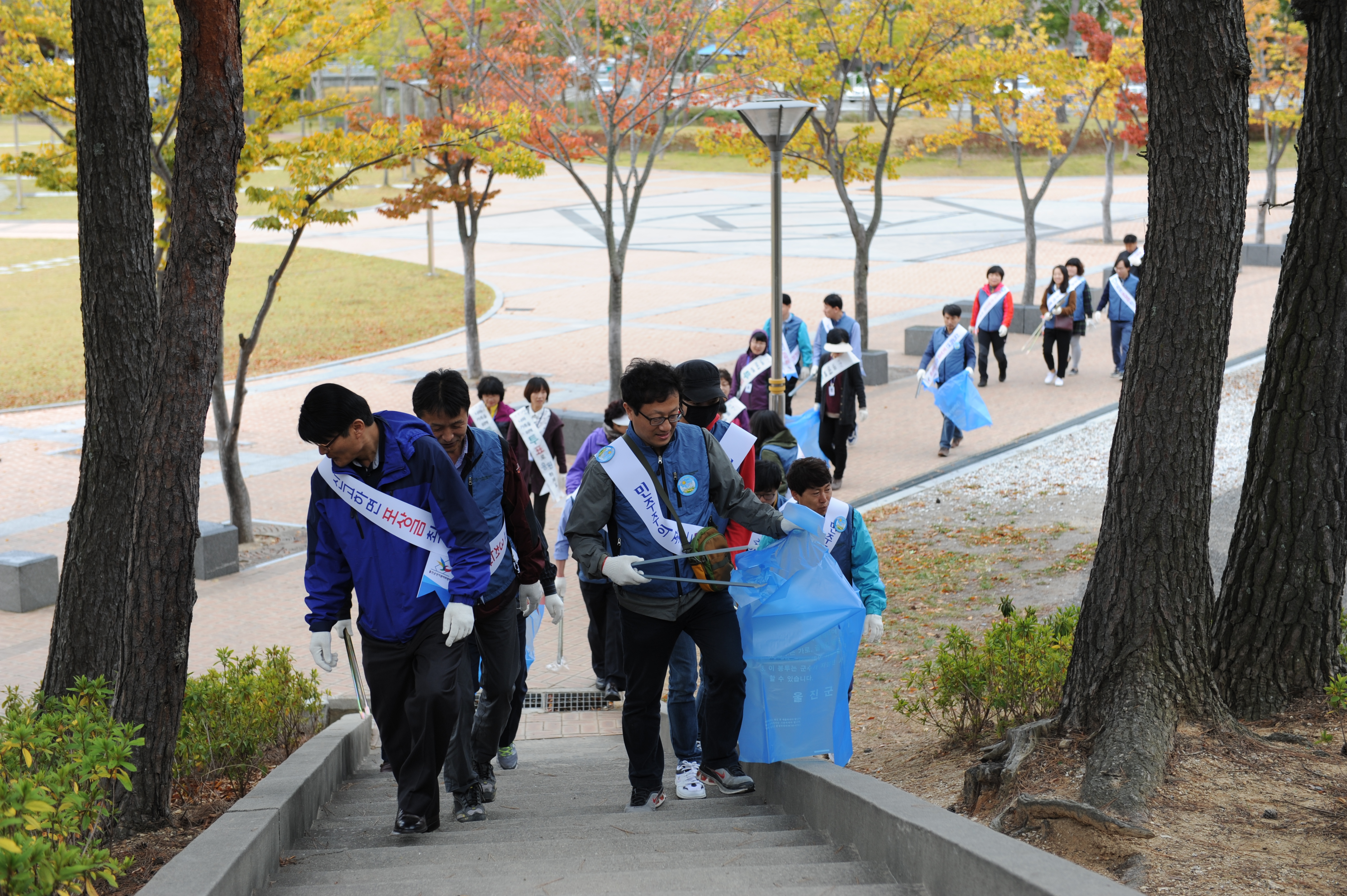 울진 연호공원 일대에서 환경정화를 하고 있는 모습입니다