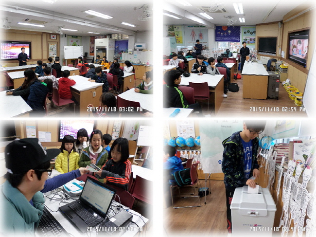 민주시민정치교육 및 선거체험행사를 실시하고 있는 양지초등학교 학생들